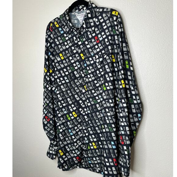 Bottega Veneta Black Car Print Long Sleeve Button Shirt Tunic 54 / L - Picture 4 of 14